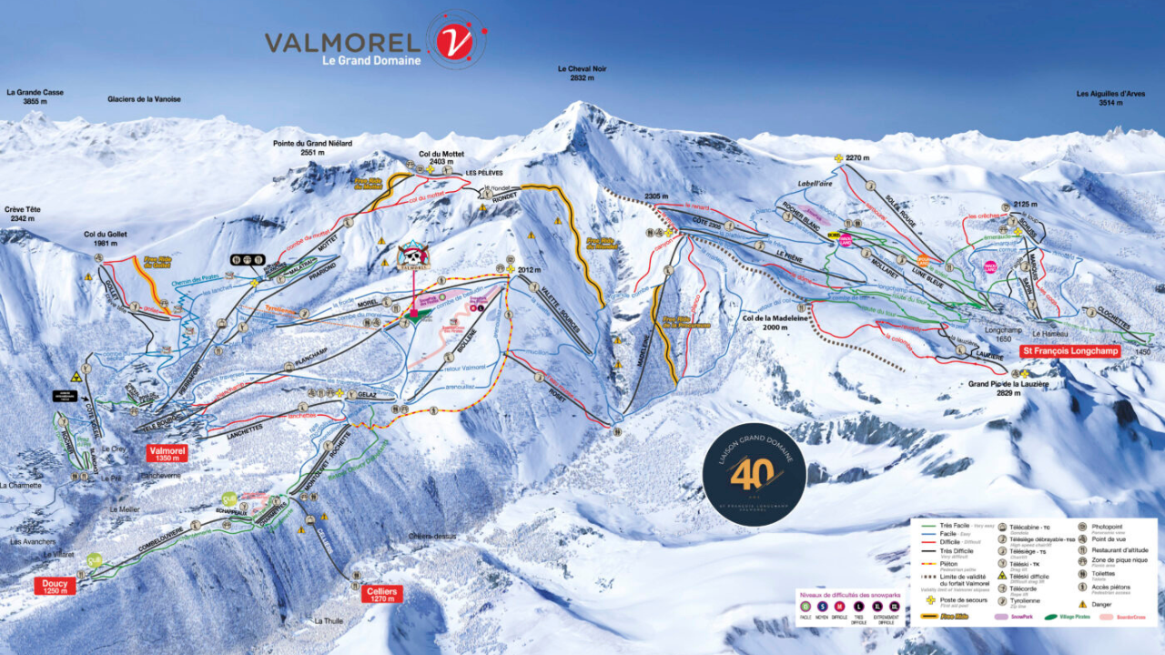 plan du domaine skiable de Vamorel